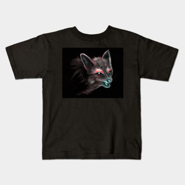 Neon Fox War Paint Kids T-Shirt by Jarrodjvandenberg